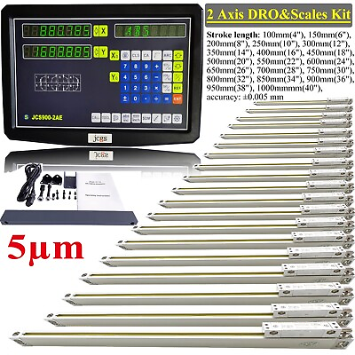 #ad Precision Linear Scale 2 Axis Digital Readout DRO Display Kit CNC Milling Lathe