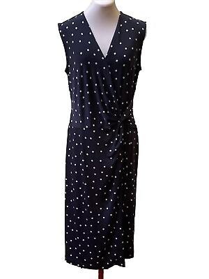 #ad Banana Republic Womens Faux Wrap Dress Polka For Navy Blue Size M Sleeveless