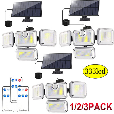 #ad 3 1 PCS 333 LED Solar Lights Outdoor Waterproof Motion Sensor Security Wall Lamp