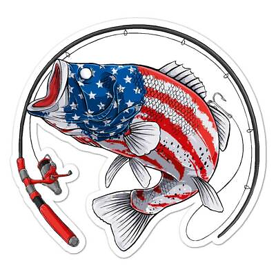 #ad American Flag Bass Fishing Vinyl Decal Sticker Indoor Outdoor 3 Sizes #8076