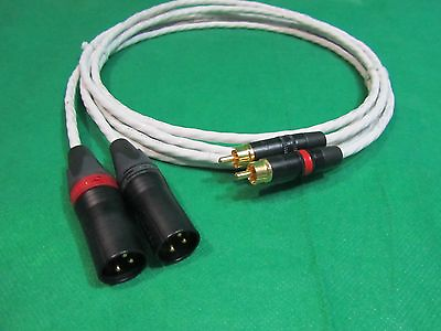 #ad 1#x27; FT PURE SILVER PLATED MIL SPEC RCA TO BALANCED XLR MALE INTERCONNECT CABLE.