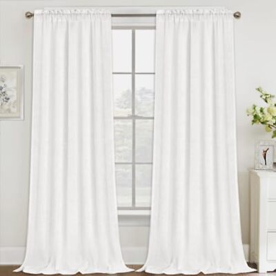 #ad Window Curtains 108 inch Length 2 Panels Set Light Filtering Privacy Sheer Dr...
