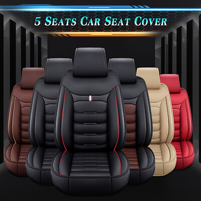 #ad Universal Leather Car Seat Cover Full Set Front Rear Split Bench Design for Cars