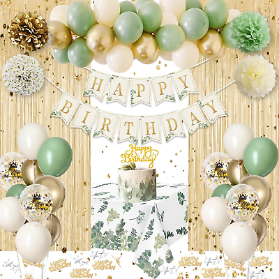 #ad Sage Green Birthday Decorations Olive Green Gold White Sand Balloons Happy Birt