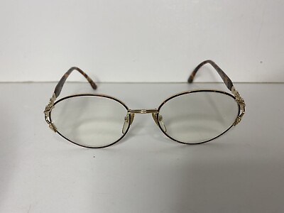 #ad FENDI Vintage 90s Logo FF Brown Gold Metal FV 279 eyeglasses Glasses Oval Retro