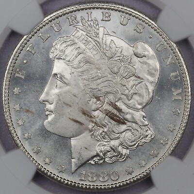 #ad 1880 S Morgan Silver Dollar NGC MS 63 PQ