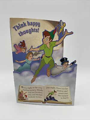 #ad Disney Storybook All Occasion Greeting Card Peter Pan Think Happy Thoughts Tinke