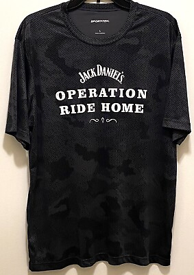 #ad Jack Daniels Whiskey Operation Ride Home Sport T Shirt Mens Large Camo Polyester