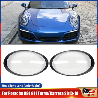 #ad Pair For 2013 2018 Porsche 911 Headlight Headlamp Lens Cover Left amp; Right Side