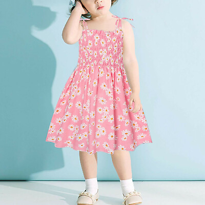 #ad Toddler Baby Kids Girls Daisy Print Sleeveless Backless Floral Dress Outfits