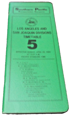 #ad 1984 SOUTHERN PACIFIC LOS ANGELES SAN JOAQUIN DIVISION EMPLOYEE TIMETABLE #5
