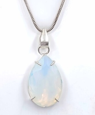 #ad MARVELOUS 66 CT NATURAL WHITE OPAL PEAR CERTIFIED PENDENT WITH FREE SILVER CHAIN