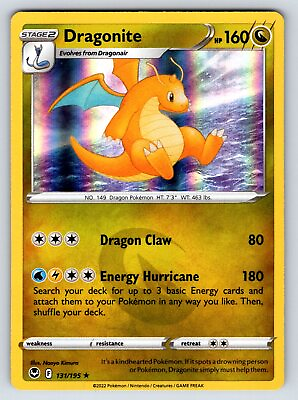 #ad Dragonite 131 195 Silver Tempest Holo Rare Pokemon Card