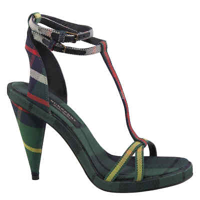#ad Burberry Ladies Tartan High Cone heel Sandals Brand Size 36 US Size 6