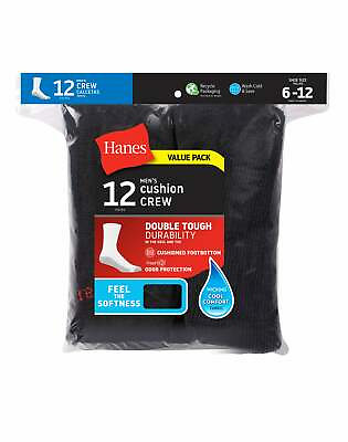 #ad Hanes Men#x27;s Crew Socks Pack of 12 Cushion Comfort Cotton Fresh IQ size 6 12 NWT