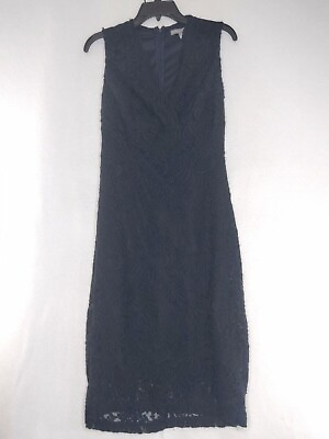 #ad NWT Hope amp; Harlow Womens Size 6 Color Navy Sleeveless V Neck Long Zip Lace Dress
