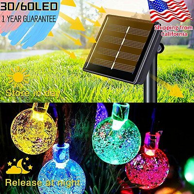 #ad Solar Powered 60 LED String Light Garden Path Yard Decor Lamp Outdoor Waterproof