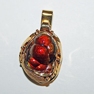 #ad Gorgeous Pendant 18k Gold Fire Agate Gem AAA Quality Slaughter Mountain Arizona