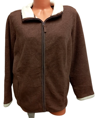 #ad D amp; Co. brown fleece multi pockets full zipper long sleeve jacket 1X