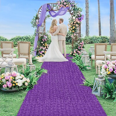 #ad Purple Wedding Aisle Runners 4ft x 20ft Rosette Aisle Runner Satin Carpet Run...