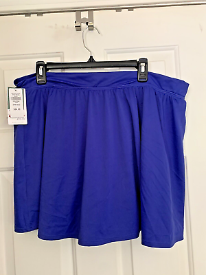 #ad LL Bean Swim Bottom Skirted Skirt 24W Plus UPF 50 Cobalt Blue