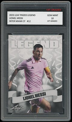#ad Lionel Messi 2023 Leaf Prized Legend 1st Graded 10 Soccer Card Inter Miami CF