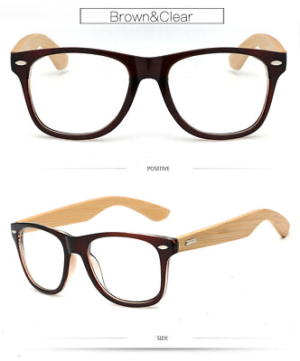 #ad Brand Design Wood Bamboo Glasses Women Mens Wooden Arms brown Eyeglass Frame