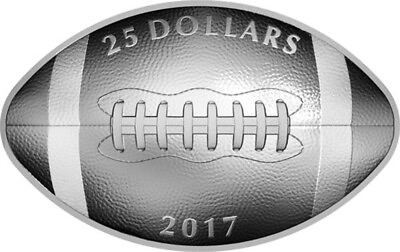 #ad 2017 #x27;Football Shaped and Curved#x27; Prf $25 Silver Coin 1oz .9999 Fine 17907 OOAK