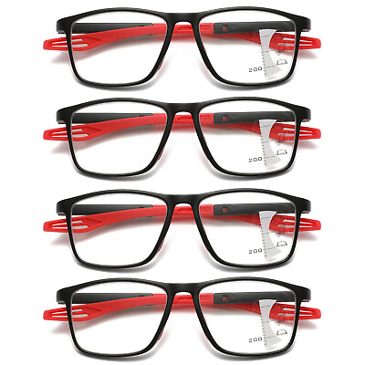 #ad 4PK Men Women Multifocus No Line Progressive Reading Glasses Multifocal Readers