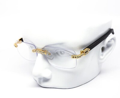 #ad Sunglasses Men Elegant Tinted Clear Wood Buff Glasses Unique Square Rimless New