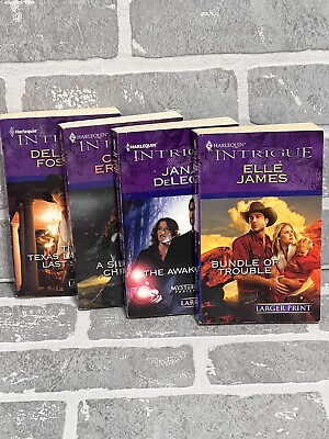 #ad Harlequin Intrigue Series Larger Print Lot 4 Paperback Books