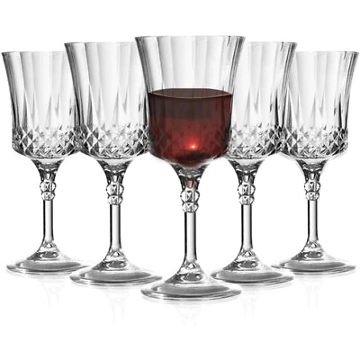 #ad 4 Count Wine Glasses Plastic Crystal Like Cocktail Tableware 10oz French Goblets