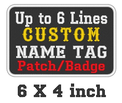 #ad Custom Embroidered Name Tag Sew on Patch Motorcycle Biker Badges 6quot; x 4quot; A