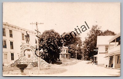 #ad Real Photo Monument Square Military Statue At Berlin NY New York RP RPPC H84