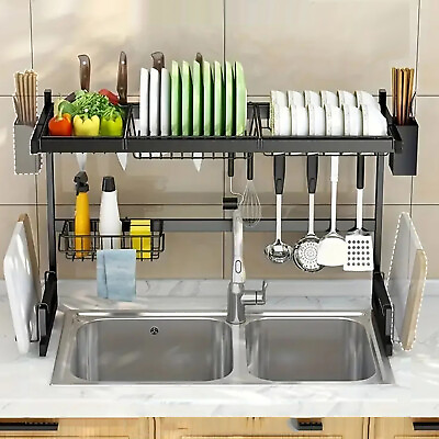 #ad Over The Sink Dish Drying Rack Stainless Steel Kitchen Dish Drainer Kitchen Rack