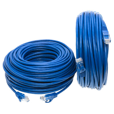 #ad CAT5 Ethernet Patch Cable RJ 45 Internet Cord Blue 25FT 200FT Multi Pack LOT