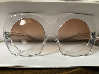 #ad a sutain Vintage Shades Sunglasses Ombré Lenses Clear white Frame Oversized