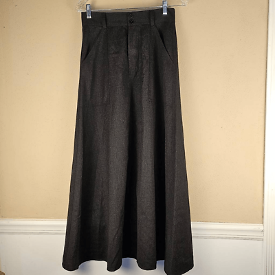#ad Ralph Lauren RL Black Label Womens Black Wool Maxi Skirt 2