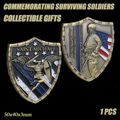 #ad 1pcs Shield SAINT MICHAEL Military Commemorative Challenge Coin Collection Gift $4.99