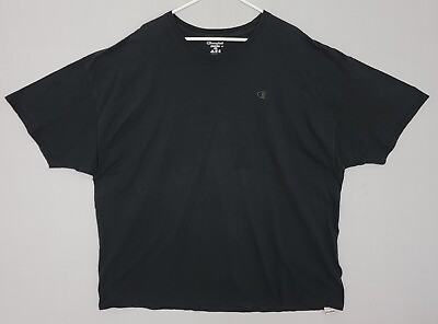 #ad Champion Authentic Shirt Men#x27;s Size 4XL Black Short Sleeve Crew Neck *READ* $6.44