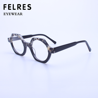 #ad Fashion Retro Round Acetate Eyeglasses For Men Women Clear Lens Glasses Frames