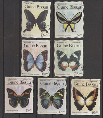 #ad Guinea Bissau Butterflies CTO Cancelled Set of 7 #604 10 1984 $0.99