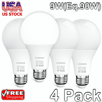 #ad 4Pack LED Light Bulbs New 90 Watt Equivalent E26 Energy Saving Soft White 6500k