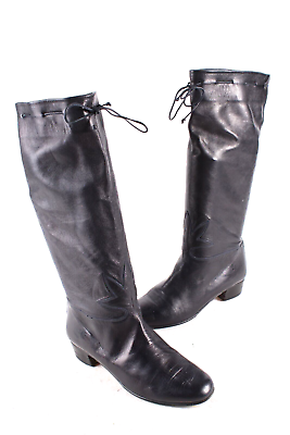 #ad Vintage Black Leather Riding Boots Women#x27;s Size 7.5 US EU 38.5