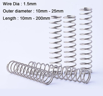 #ad Wire Dia 1.5mm Compression Expanding Pressure Springs Stainless Steel All Size