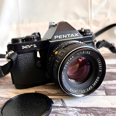 #ad PENTAX MV1 SLR 35mm Film Camera Black w SMC PENTAX 50mm F1.8 Lens From Japan