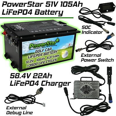 #ad 48V 105Ah LiFePO4 Battery Charger Kit Replacement for Summit 48V Yamaha G19