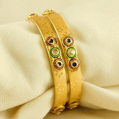 #ad Fashion Bangle Set Women Girl Bracelets 2PCs Bollywood Traditional Jewelry
