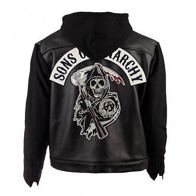 #ad SOA Sons of Anarchy Leather Hooded Jacket