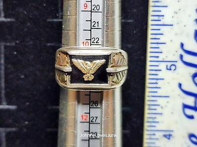 #ad Vintage Black Hills 10k Gold Sterling Silver Onyx Men#x27;s Ring Size 10.5 Tested